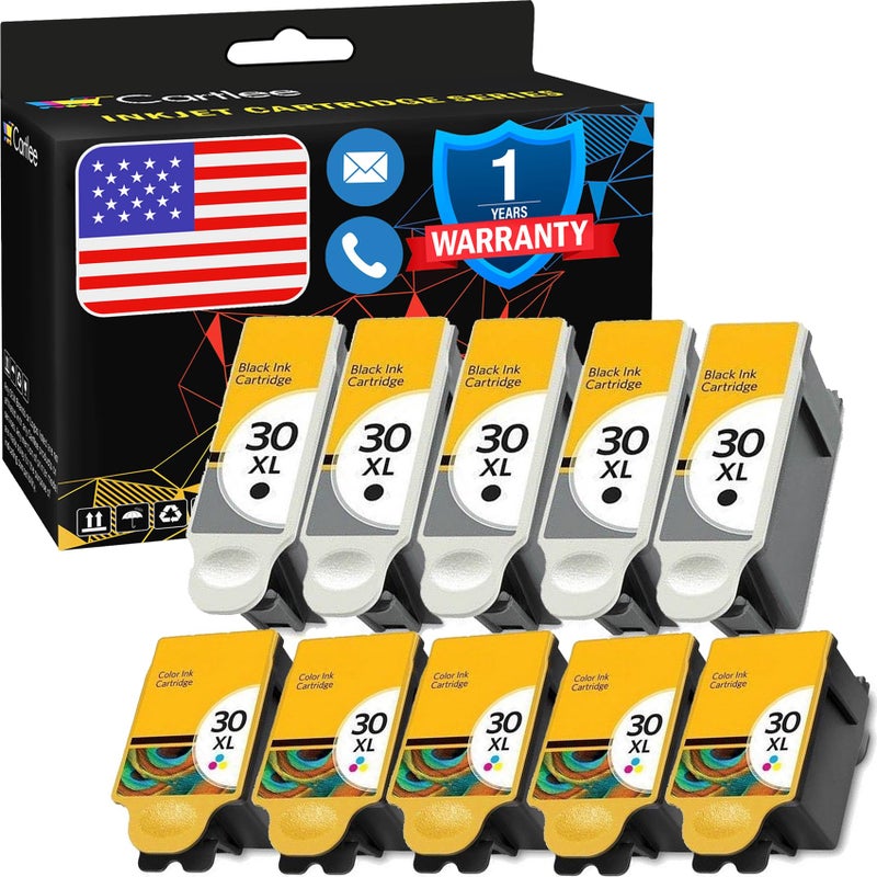 Cartlee خراطيش حبر متوافقة من كارتلي ل Kodak 30xl ل Kodak Hero 3.1، Hero 5.1، ESP 3.2، ESP C110، C310، C315، Office 2150، Office 2170 (10 عبوة) - Image 1
